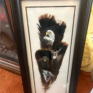 Hand-Painted Feather Art - Wildlife Turkey Tail Feather (White, Brown, Black)